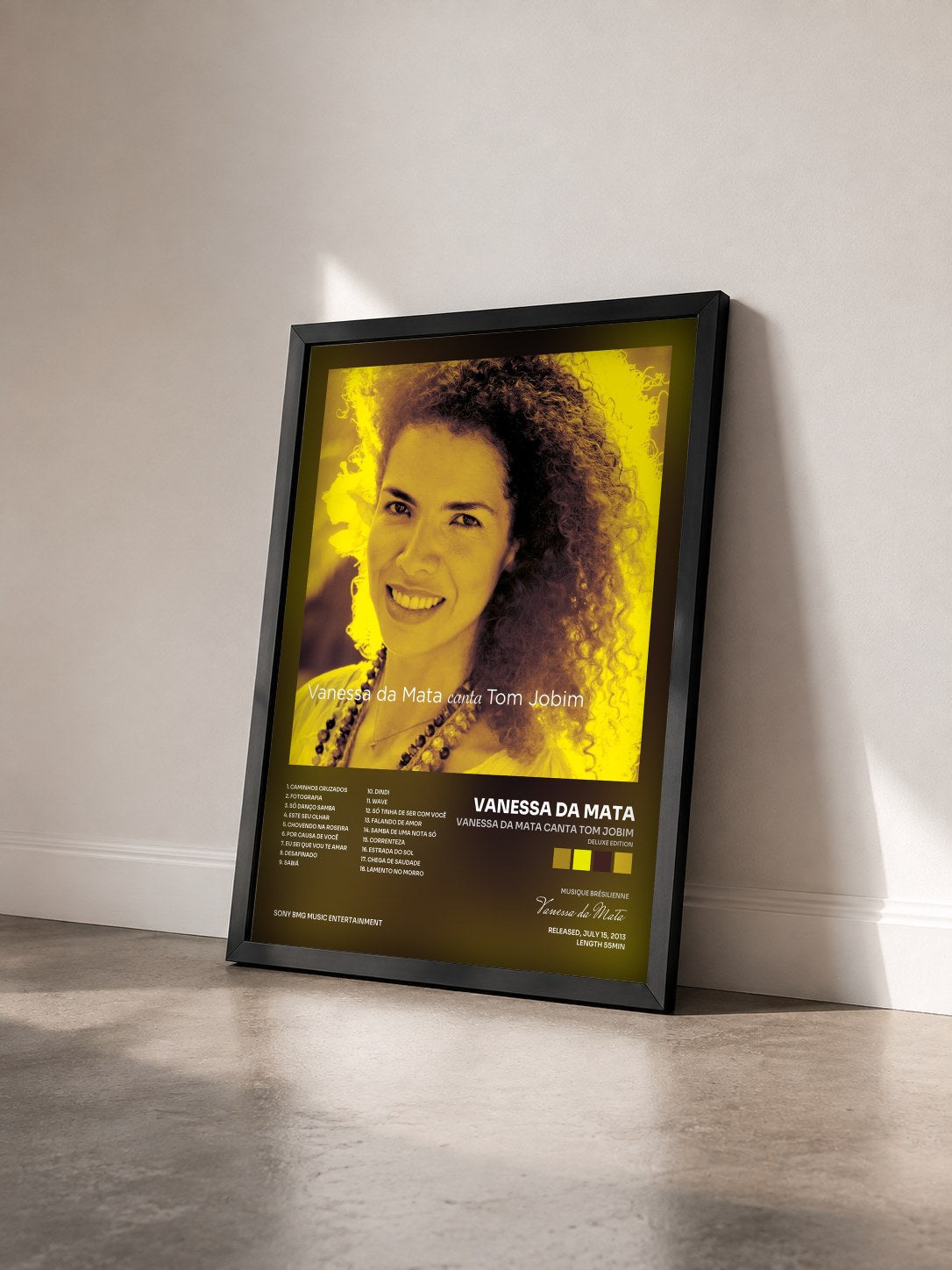 #noir Tableau de l'album Vanessa da Mata canta Tom Jobim (Deluxe Edition) de Vanessa da Mata vu de trois quarts, cadre noir