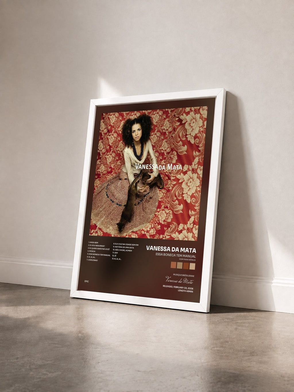 #blanc Tableau de l'album Essa Boneca Tem Manual (Com Faixa Bônus) de Vanessa da Mata vu de trois quarts, cadre blanc