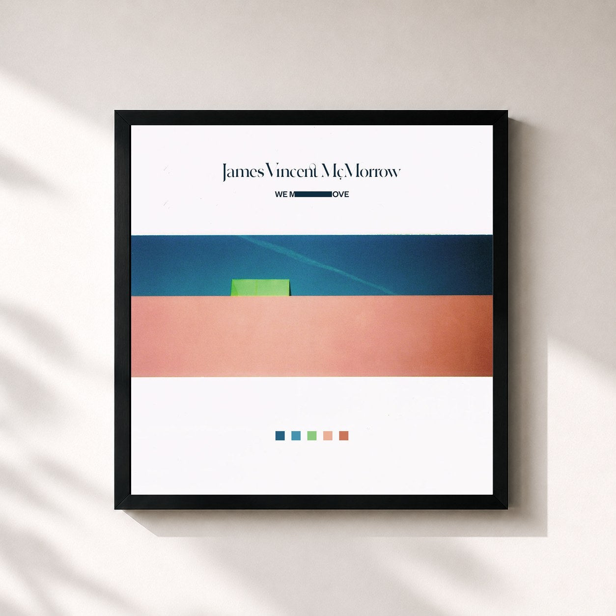 #noir Tableau carré de l'album We Move de James Vincent McMorrow, cadre noir 32x32 cm