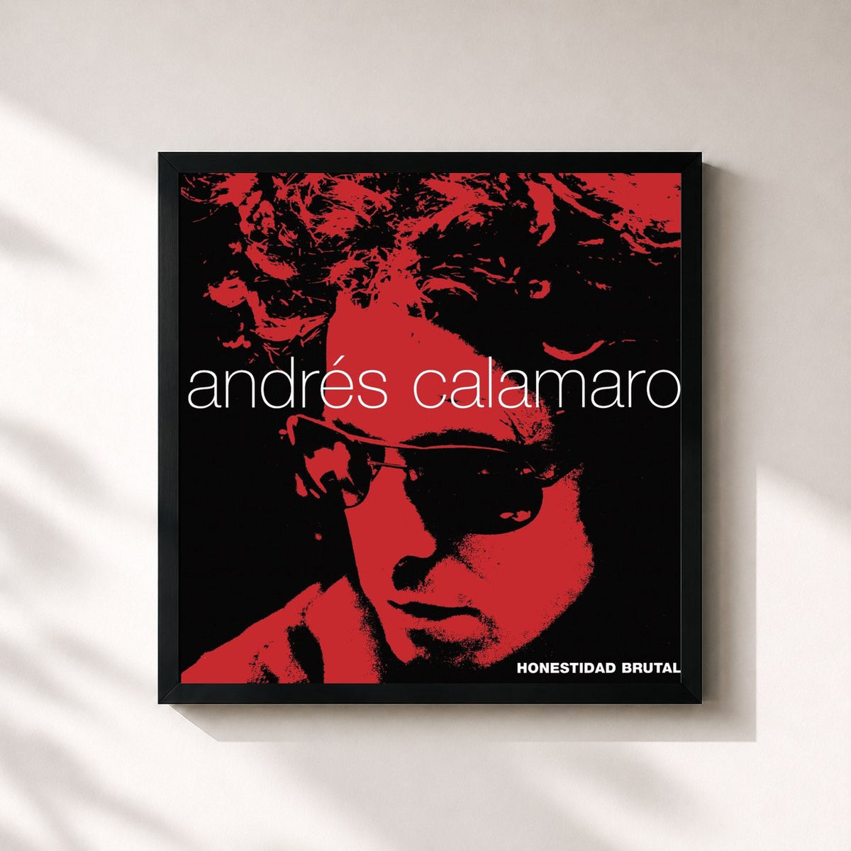#noir Tableau carré de l'album Honestidad Brutal de Andrés Calamaro, cadre noir 32x32 cm