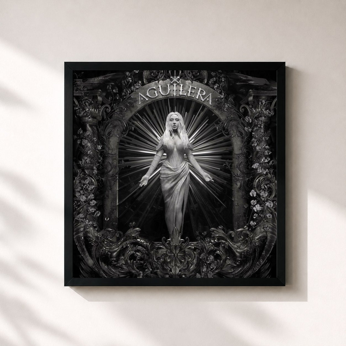 #noir Tableau carré de l'album AGUILERA de Christina Aguilera, cadre noir 32x32 cm