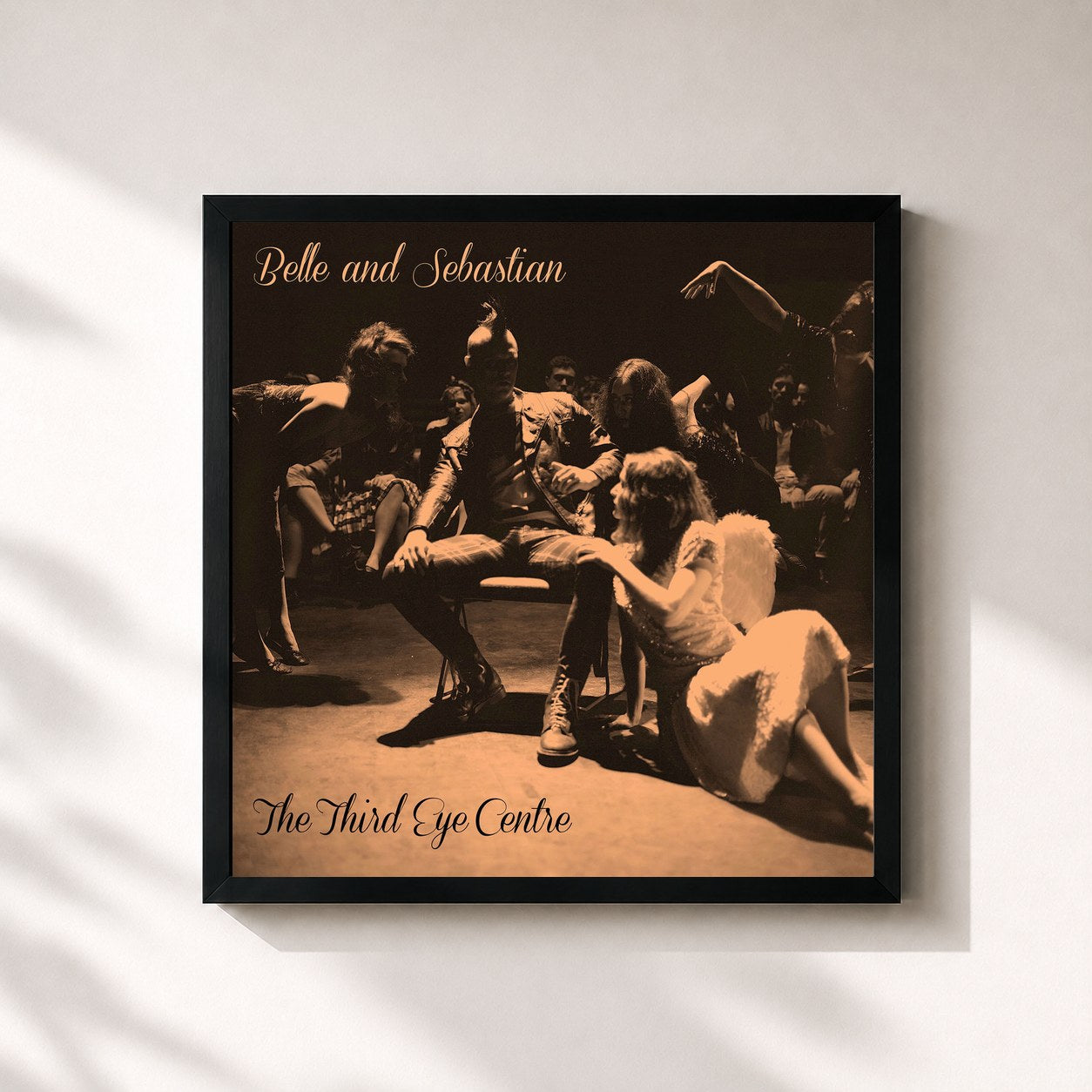 #noir Tableau carré de l'album The Third Eye Centre de Belle and Sebastian, cadre noir 32x32 cm
