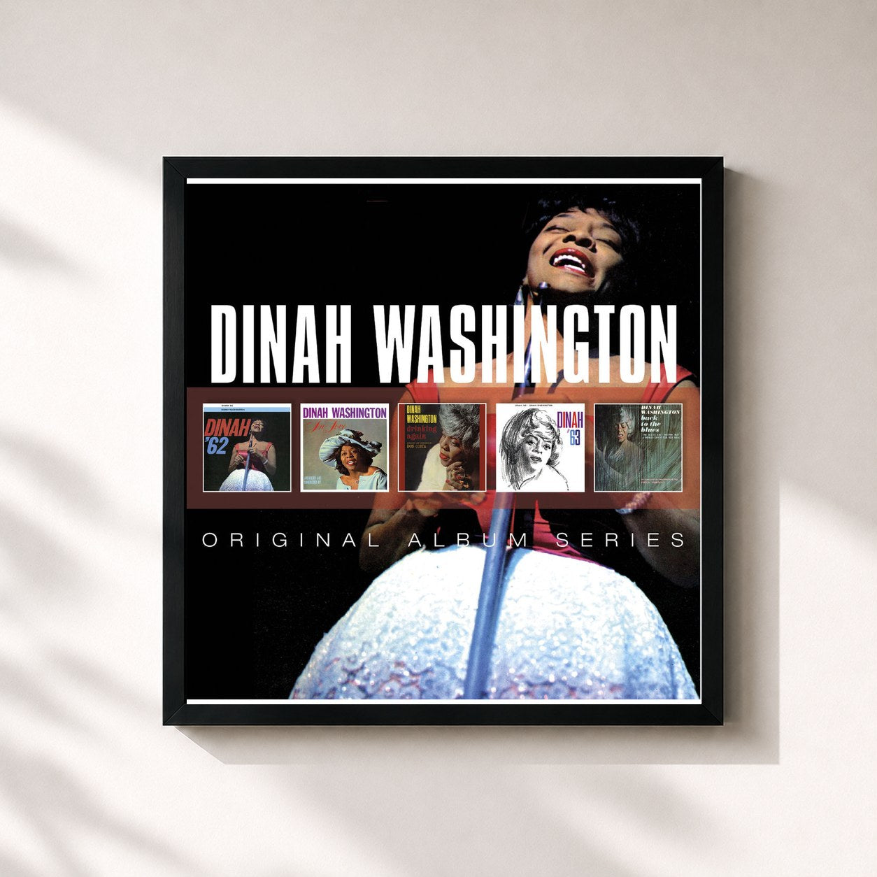 #noir Tableau carré de l'album Original Album Series de Dinah Washington, cadre noir 32x32 cm
