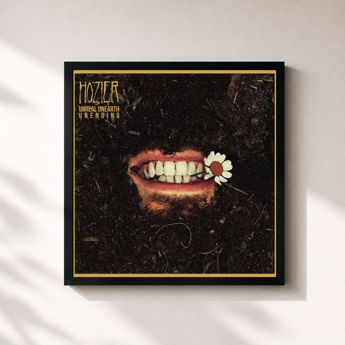 #noir Tableau carré de l'album Unreal Unearth: Unending de Hozier, cadre noir 32x32 cm