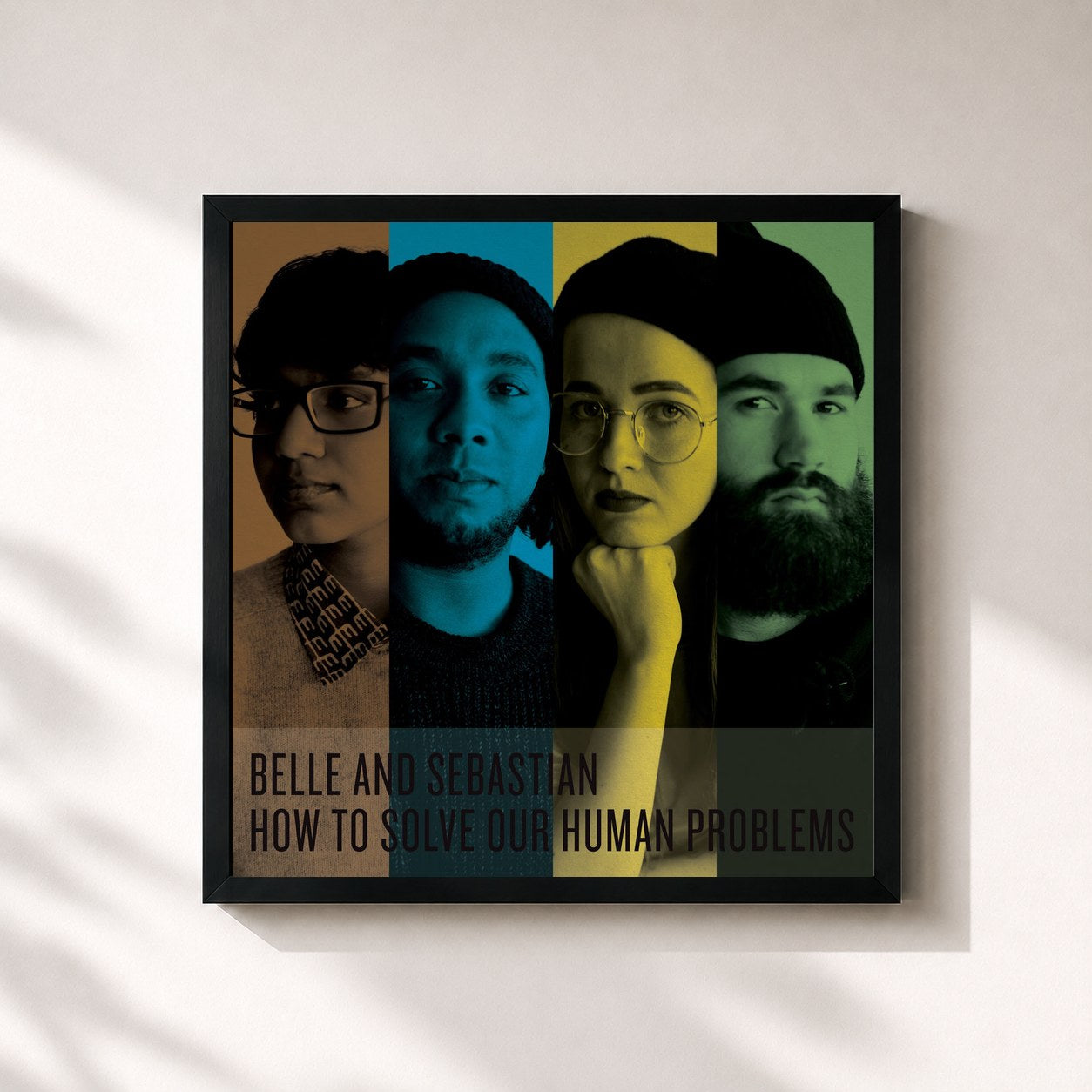 #noir Tableau carré de l'album How To Solve Our Human Problems Parts 1-3 de Belle and Sebastian, cadre noir 32x32 cm