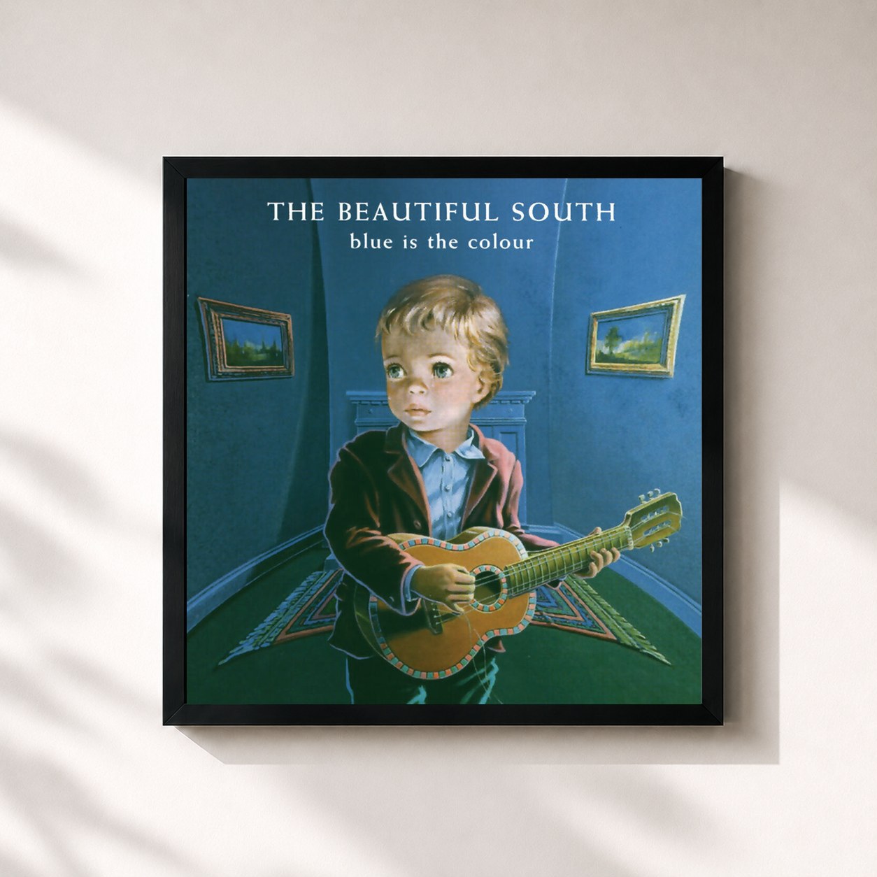 #noir Tableau carré de l'album Blue Is The Colour de The Beautiful South, cadre noir 32x32 cm