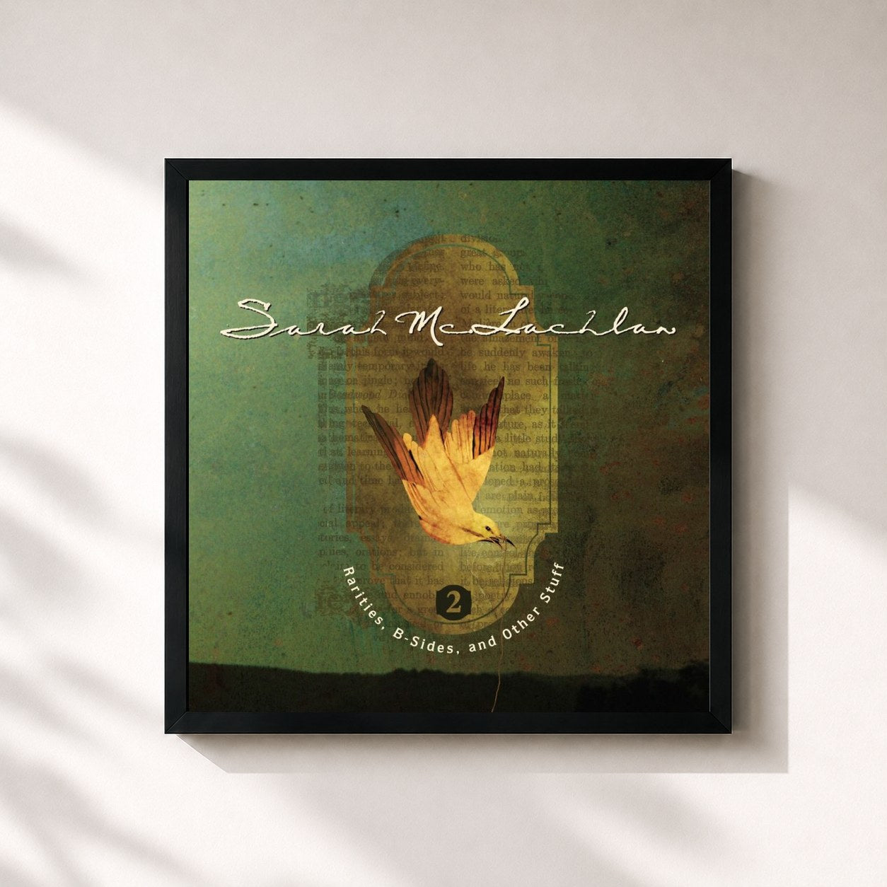 #noir Tableau carré de l'album Rarities, B-Sides and Other Stuff, Volume 2 de Sarah McLachlan, cadre noir 32x32 cm