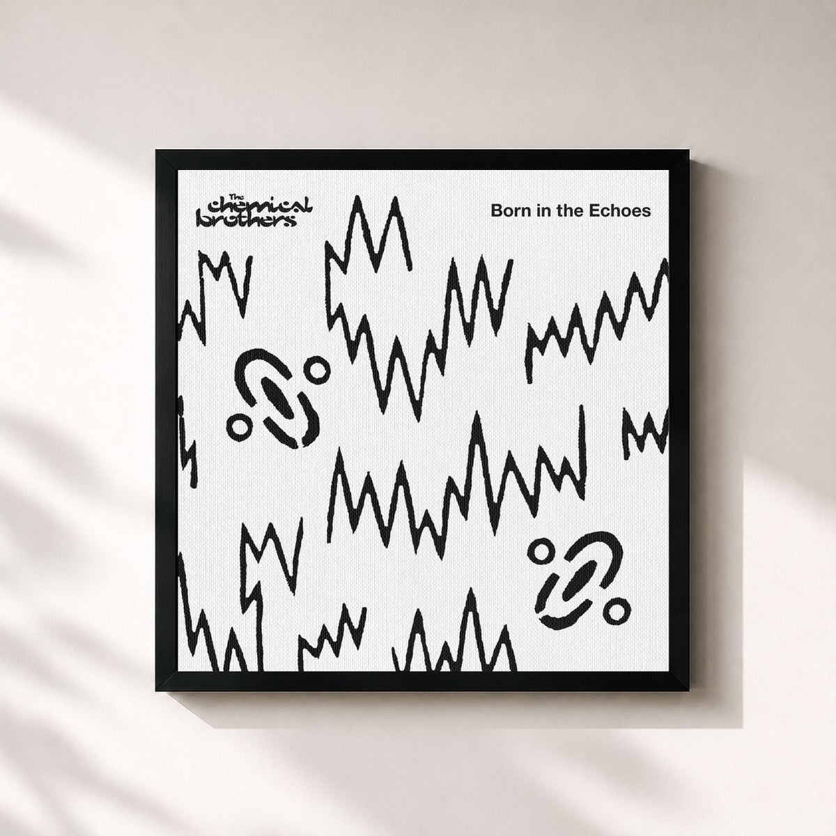 #noir Tableau carré de l'album Born In The Echoes (Deluxe Edition) de The Chemical Brothers, cadre noir 32x32 cm