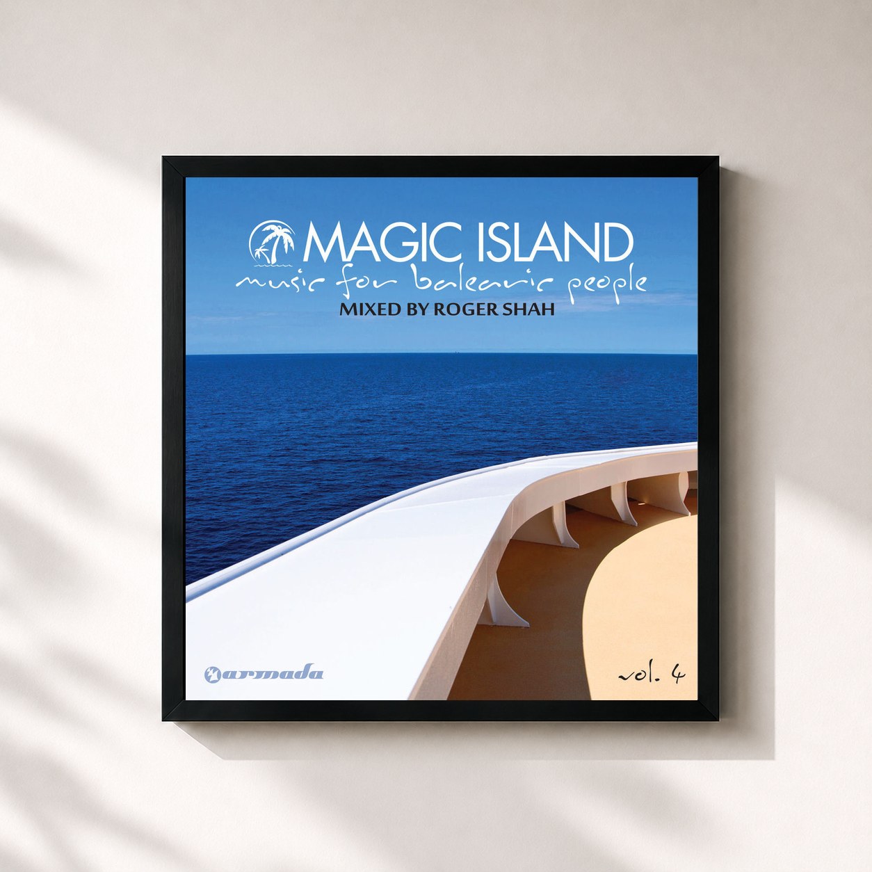 #noir Tableau carré de l'album Magic Island - Music For Balearic People, Vol. 4 (Unmixed Edits) de Roger Shah, cadre noir 32x32 cm