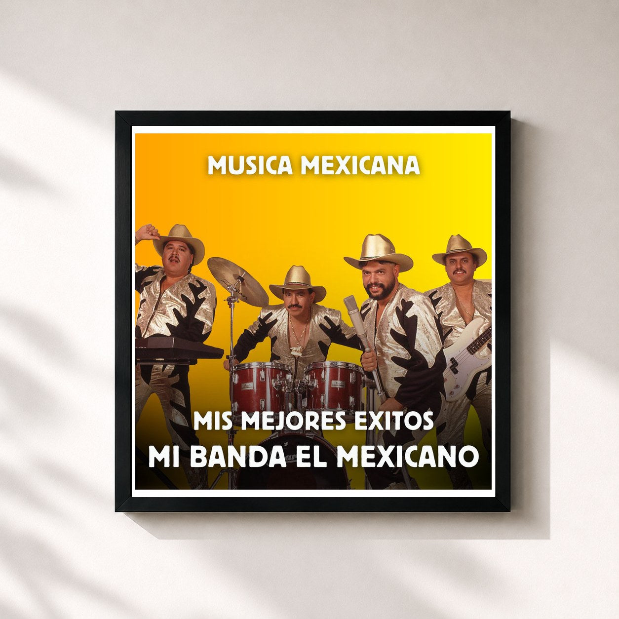 #noir Tableau carré de l'album Música Mexicana - Mis Mejores Exitos de Mi Banda El Mexicano, cadre noir 32x32 cm