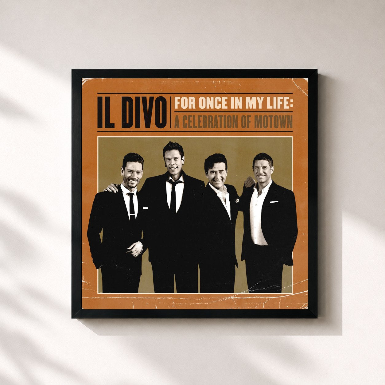 #noir Tableau carré de l'album For Once In My Life: A Celebration Of Motown de Il Divo, cadre noir 32x32 cm