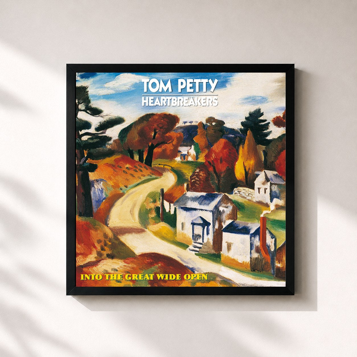 #noir Tableau carré de l'album Into The Great Wide Open de Tom Petty and the Heartbreakers, cadre noir 32x32 cm