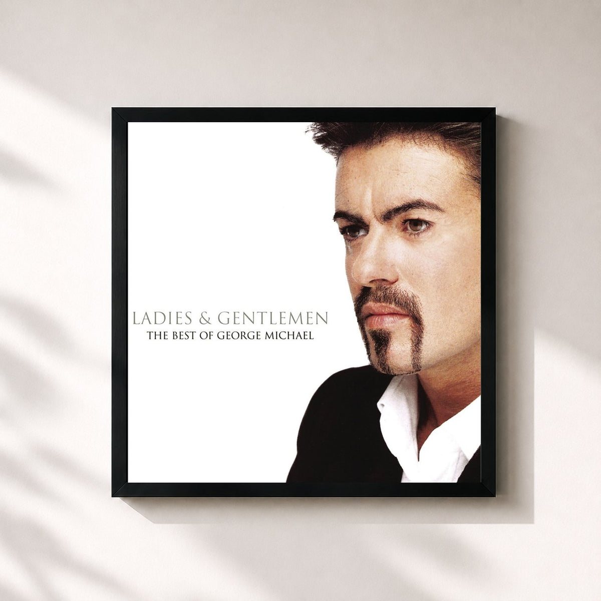 #noir Tableau carré de l'album Ladies & Gentlemen de George Michael, cadre noir 32x32 cm
