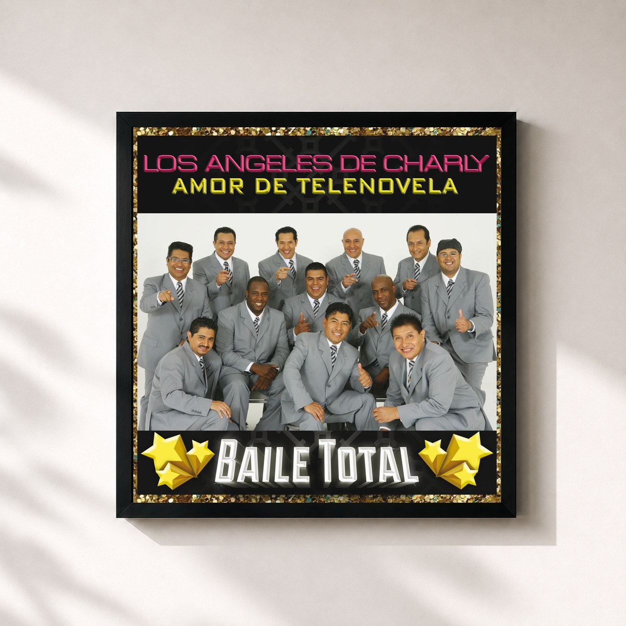 #noir Tableau carré de l'album Amor De Telenovela (Baile Total) de Los Angeles de Charly, cadre noir 32x32 cm