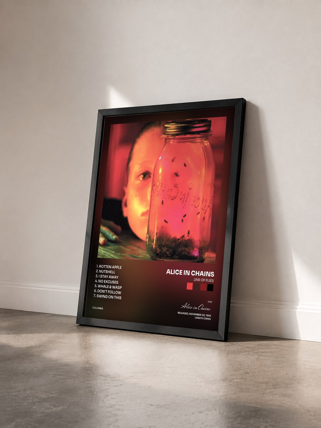 #noir Jar Of Flies di Alice in Chains in stampa incorniciata vista di tre quarti, cornice nera