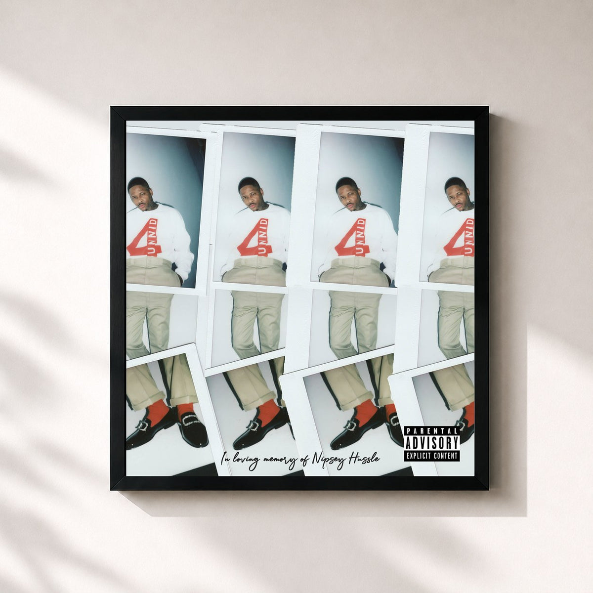 #noir Tableau carré de l'album 4REAL 4REAL de YG, cadre noir 32x32 cm