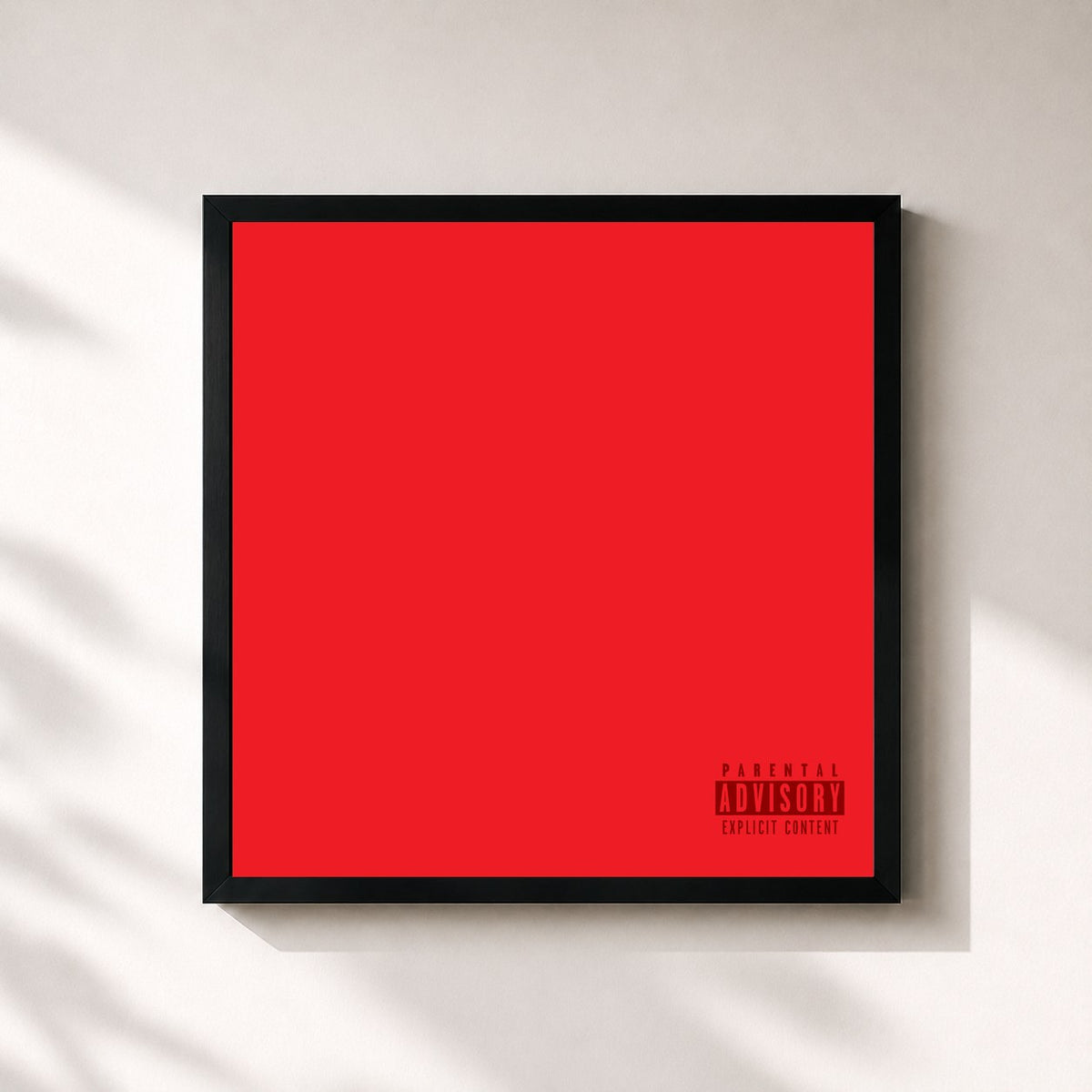 #noir Tableau carré de l'album Red Friday de YG, cadre noir 32x32 cm