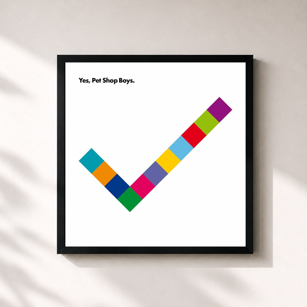 #noir Tableau carré de l'album Yes de Pet Shop Boys, cadre noir 32x32 cm