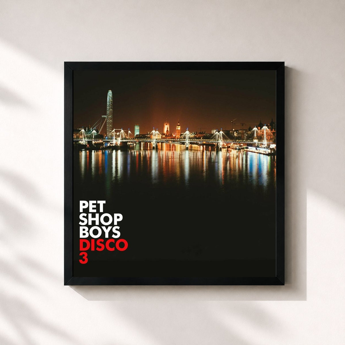 #noir Tableau carré de l'album Disco 3 de Pet Shop Boys, cadre noir 32x32 cm
