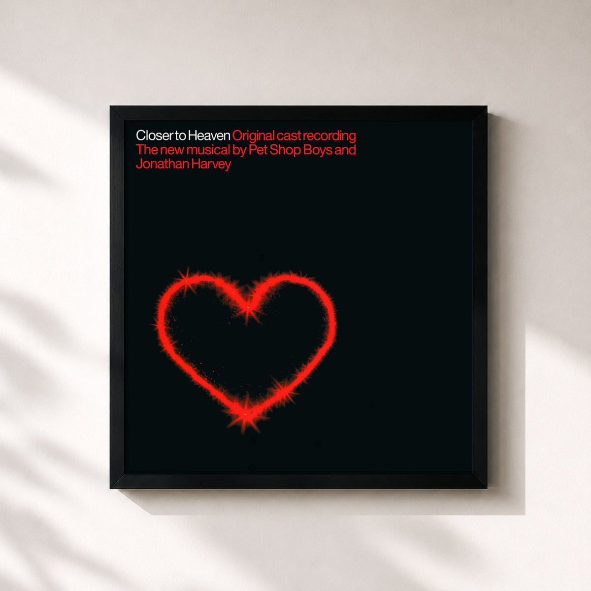 #noir Tableau carré de l'album Closer to Heaven (Original Cast Recording) de Pet Shop Boys, cadre noir 32x32 cm