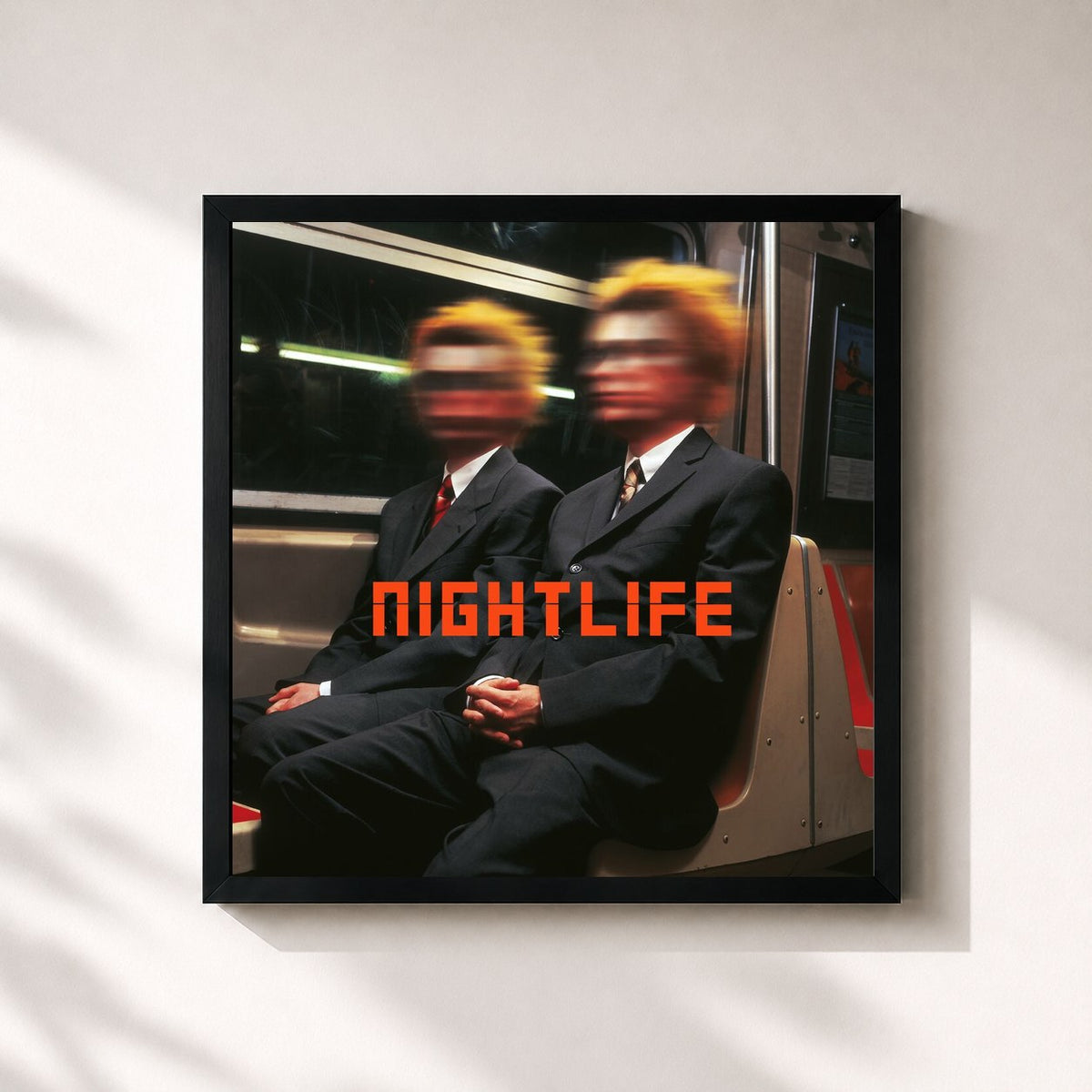 #noir Tableau carré de l'album Nightlife (2017 Remaster) de Pet Shop Boys, cadre noir 32x32 cm