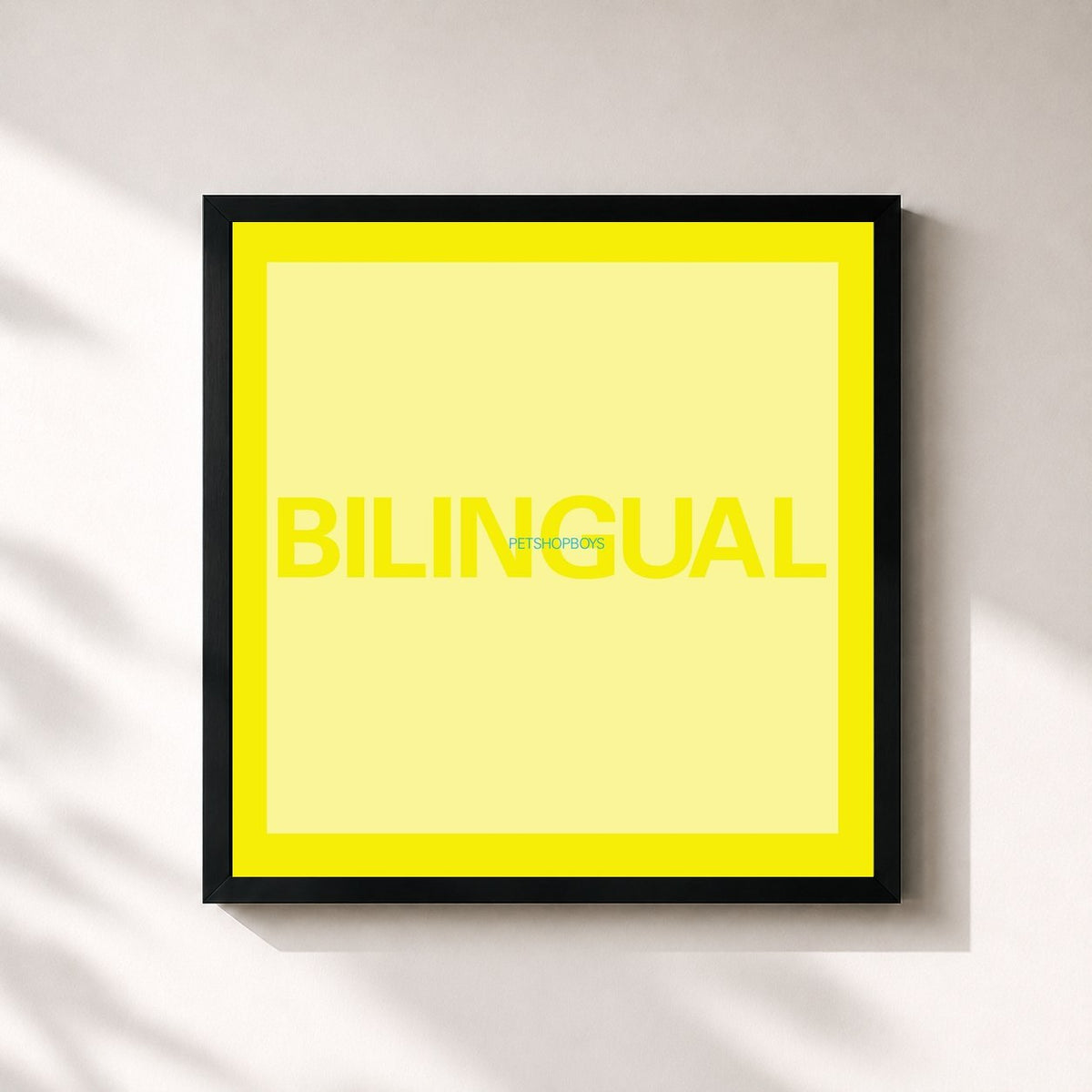 #noir Tableau carré de l'album Bilingual (2018 Remaster) de Pet Shop Boys, cadre noir 32x32 cm