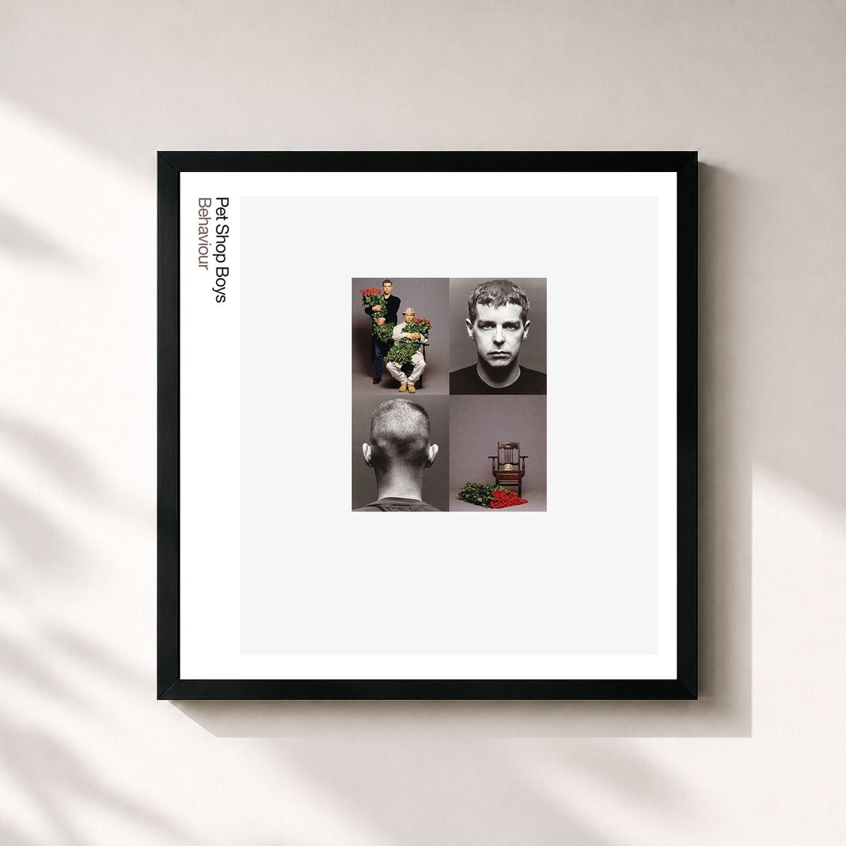 #noir Tableau carré de l'album Behaviour: Further Listening 1990 - 1991 (2018 Remaster) de Pet Shop Boys, cadre noir 32x32 cm