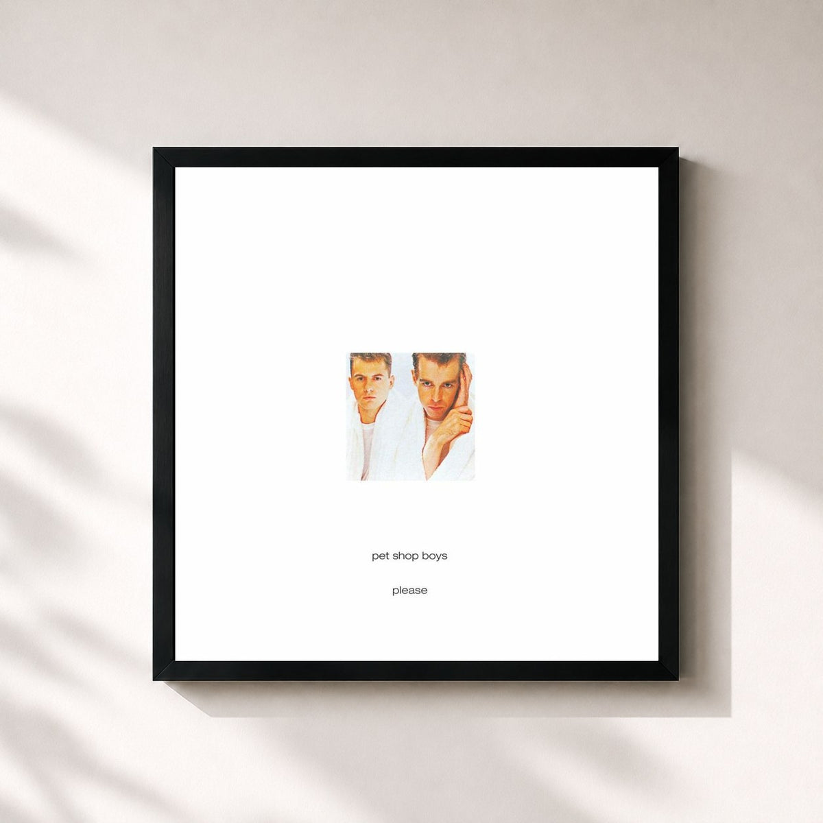 #noir Tableau carré de l'album Please de Pet Shop Boys, cadre noir 32x32 cm