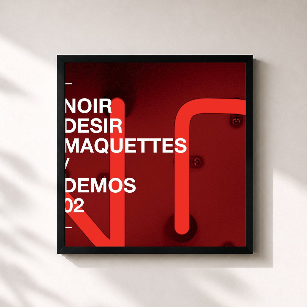 #noir Tableau carré de l'album Demos - Vol 2 de Noir Désir, cadre noir 32x32 cm