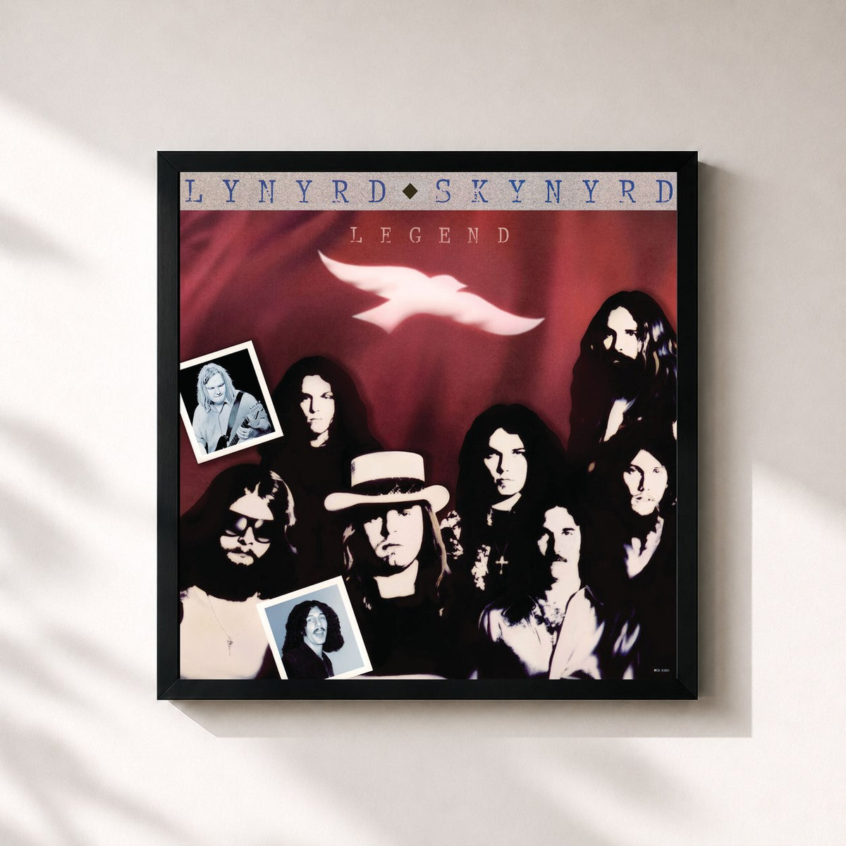 #noir Legend de Lynyrd Skynyrd en lámina cuadrada enmarcada, marco negro de 32x32 cm