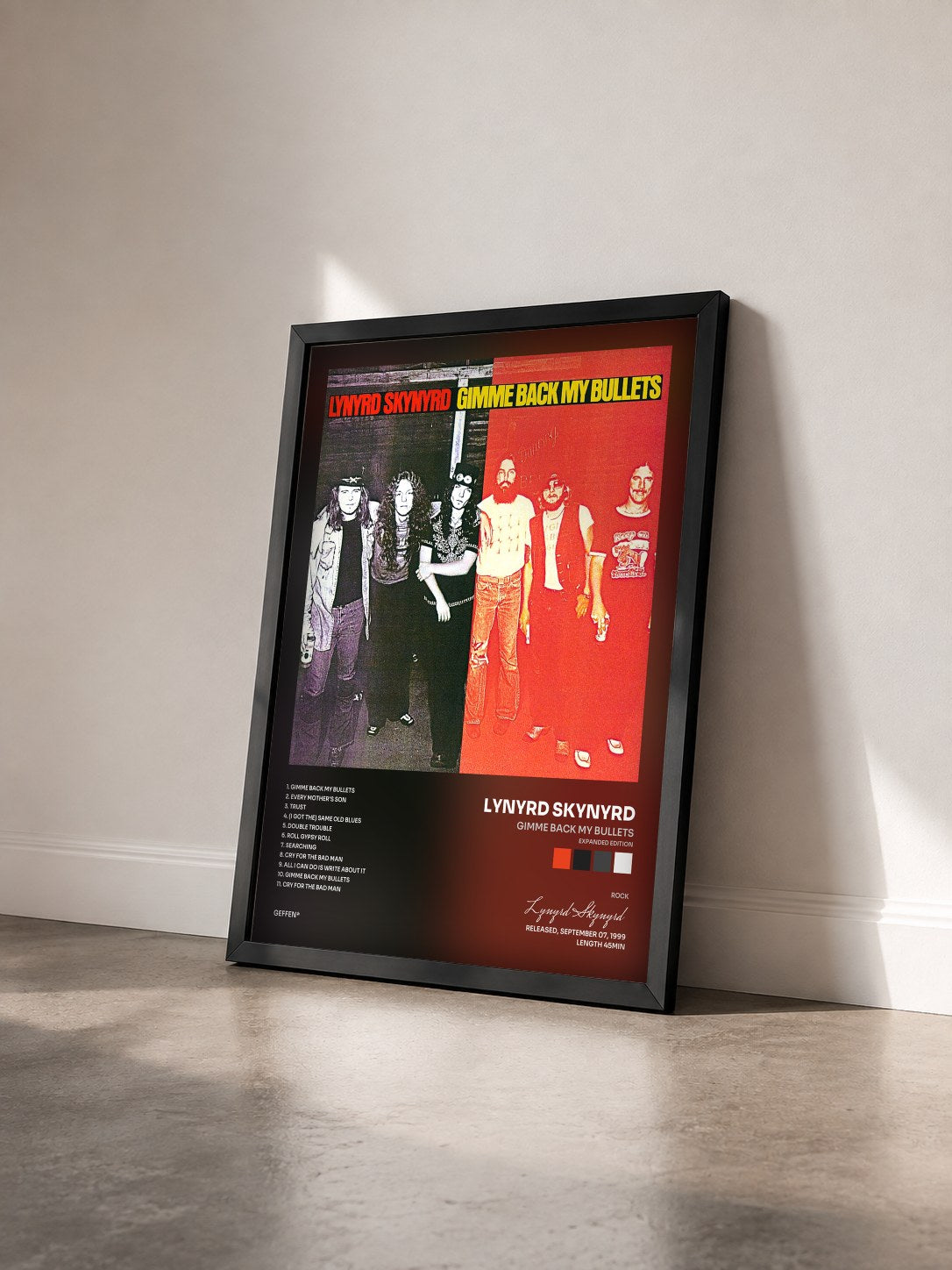 #noir Gimme Back My Bullets (Expanded Edition) de Lynyrd Skynyrd en lámina enmarcada vista de tres cuartos, marco negro