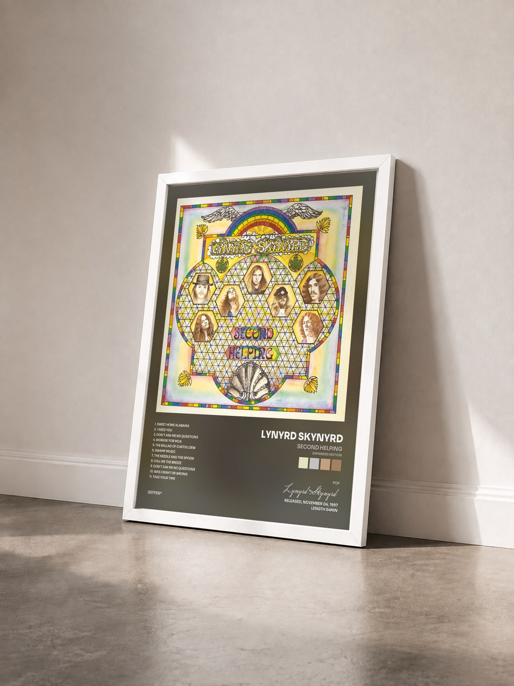 #blanc Second Helping (Expanded Edition) von Lynyrd Skynyrd als gerahmter Kunstdruck von schräg gesehen, weißer Rahmen