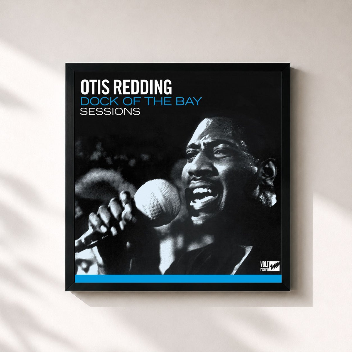 #noir Tableau carré de l'album Dock of the Bay Sessions de Otis Redding, cadre noir 32x32 cm