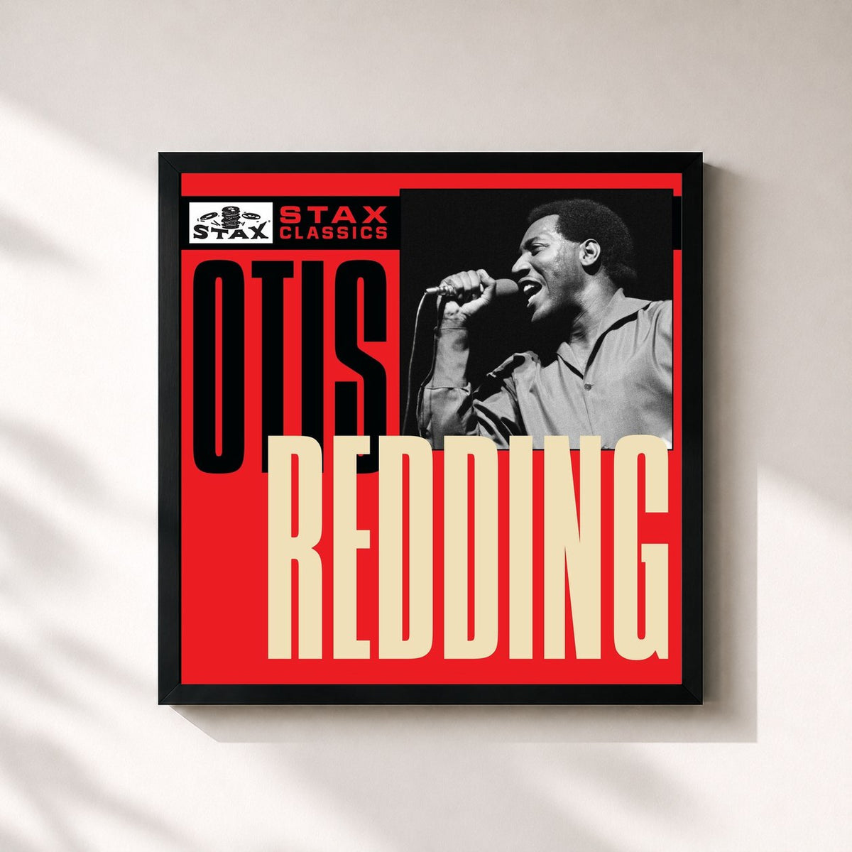#noir Tableau carré de l'album Stax Classics de Otis Redding, cadre noir 32x32 cm