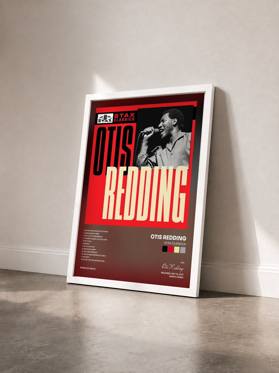 #blanc Tableau de l'album Stax Classics de Otis Redding vu de trois quarts, cadre blanc