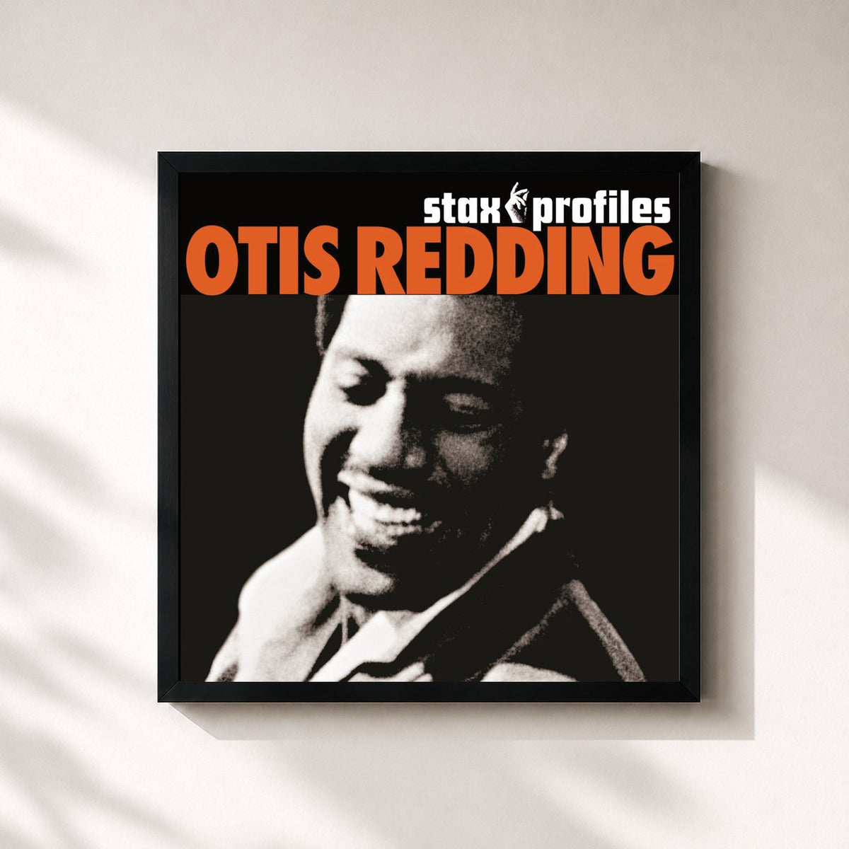 #noir Tableau carré de l'album Stax Profiles: Otis Redding de Otis Redding, cadre noir 32x32 cm