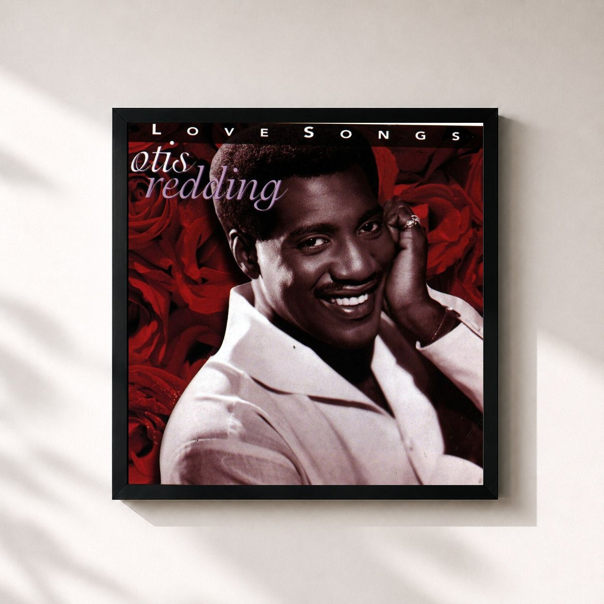 #noir Tableau carré de l'album Love Songs de Otis Redding, cadre noir 32x32 cm