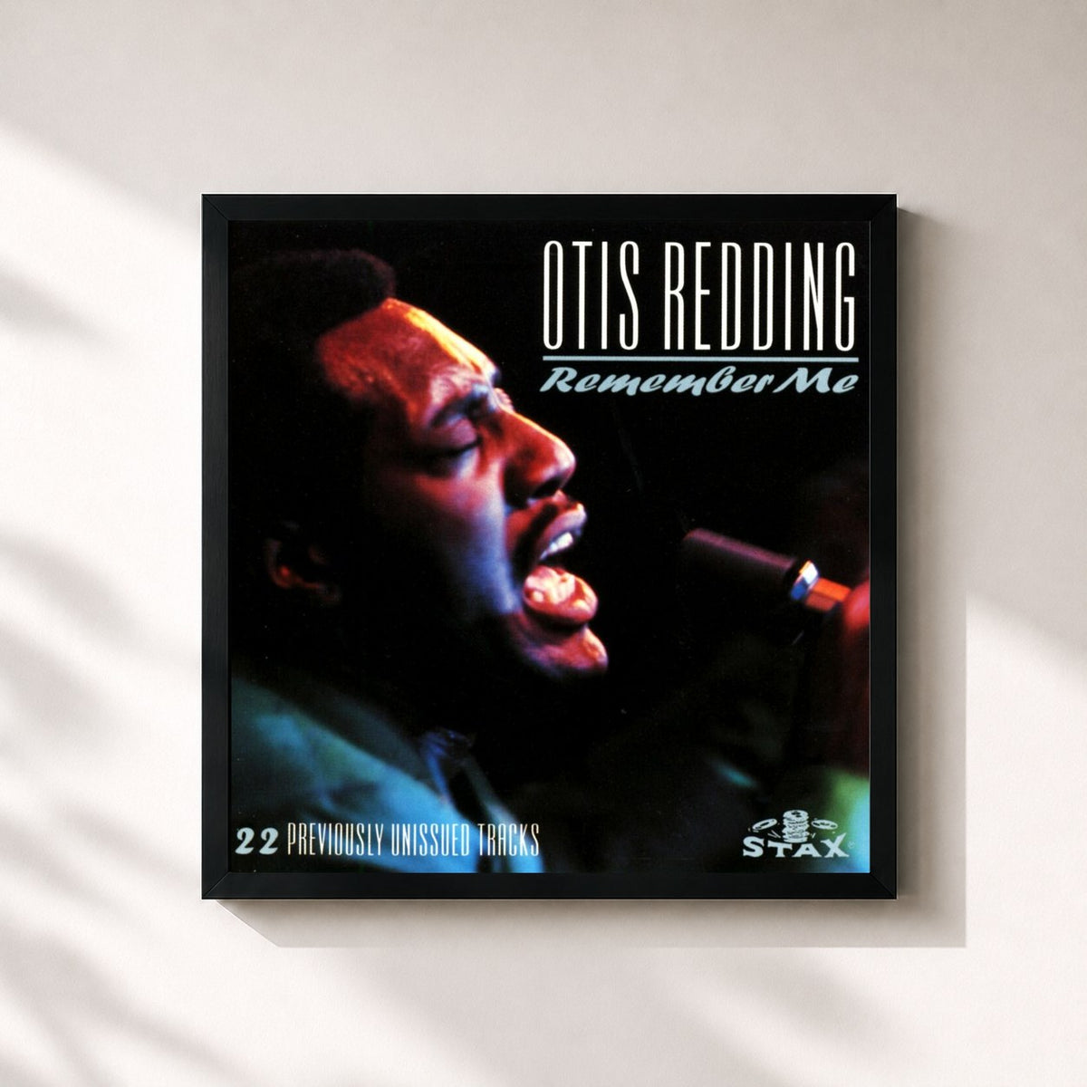 #noir Tableau carré de l'album Remember Me de Otis Redding, cadre noir 32x32 cm
