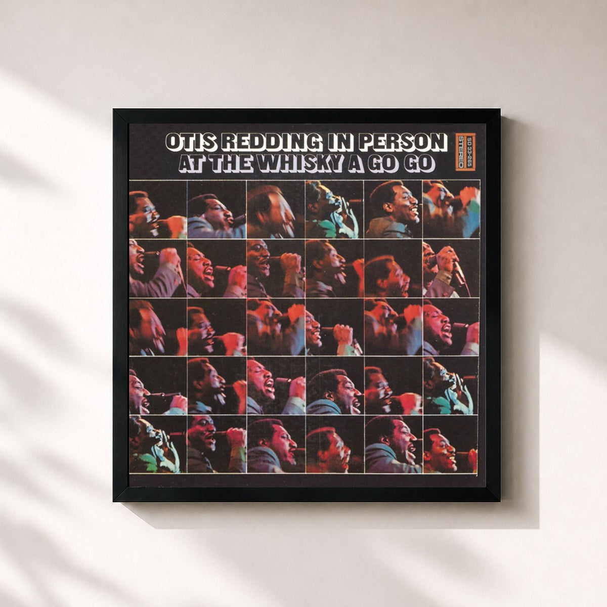 #noir Tableau carré de l'album In Person at the Whiskey a Go Go de Otis Redding, cadre noir 32x32 cm