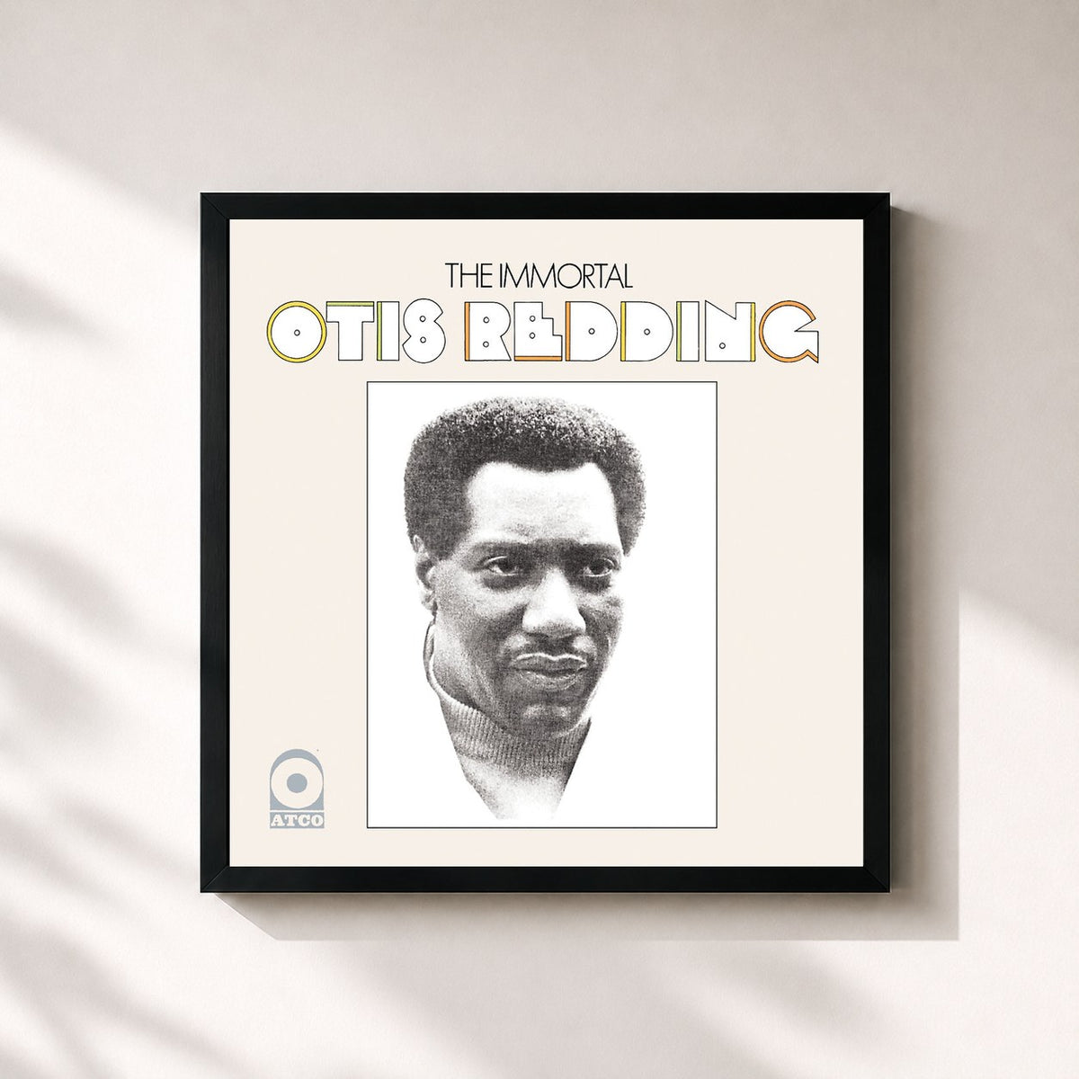 #noir Tableau carré de l'album The Immortal Otis Redding de Otis Redding, cadre noir 32x32 cm