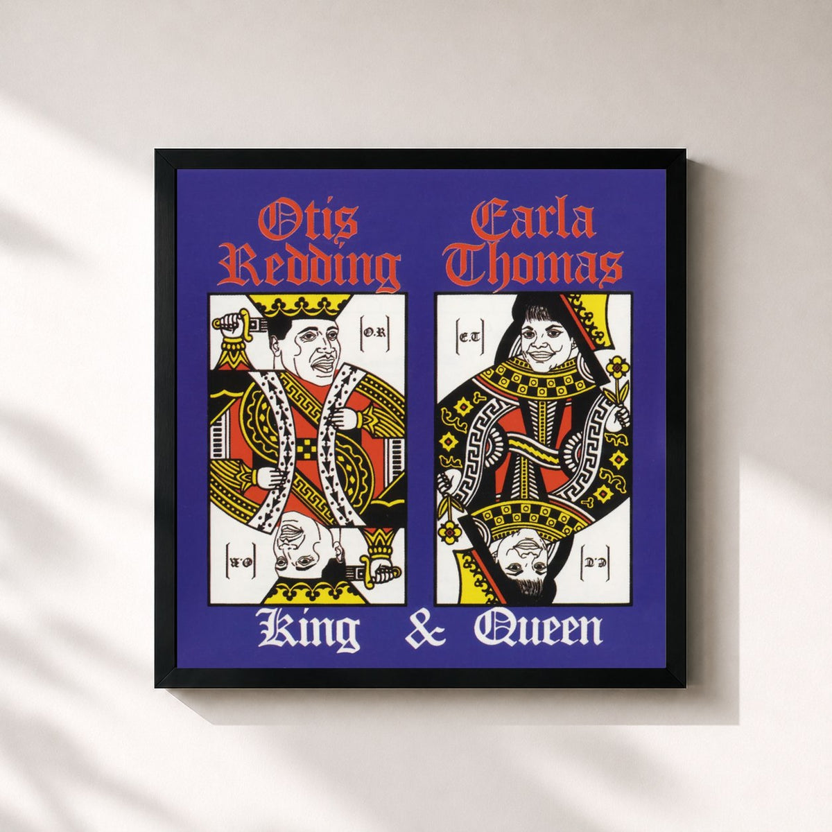 #noir Tableau carré de l'album King & Queen de Otis Redding, cadre noir 32x32 cm
