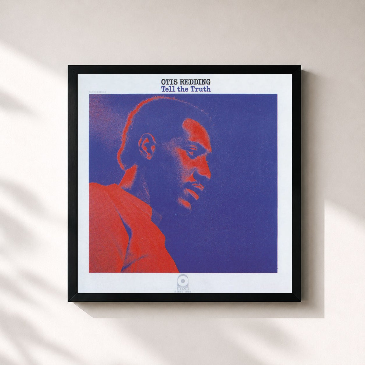 #noir Tableau carré de l'album Tell the Truth de Otis Redding, cadre noir 32x32 cm