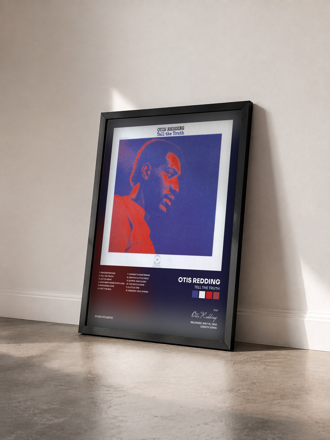 #noir Tableau de l'album Tell the Truth de Otis Redding vu de trois quarts, cadre noir