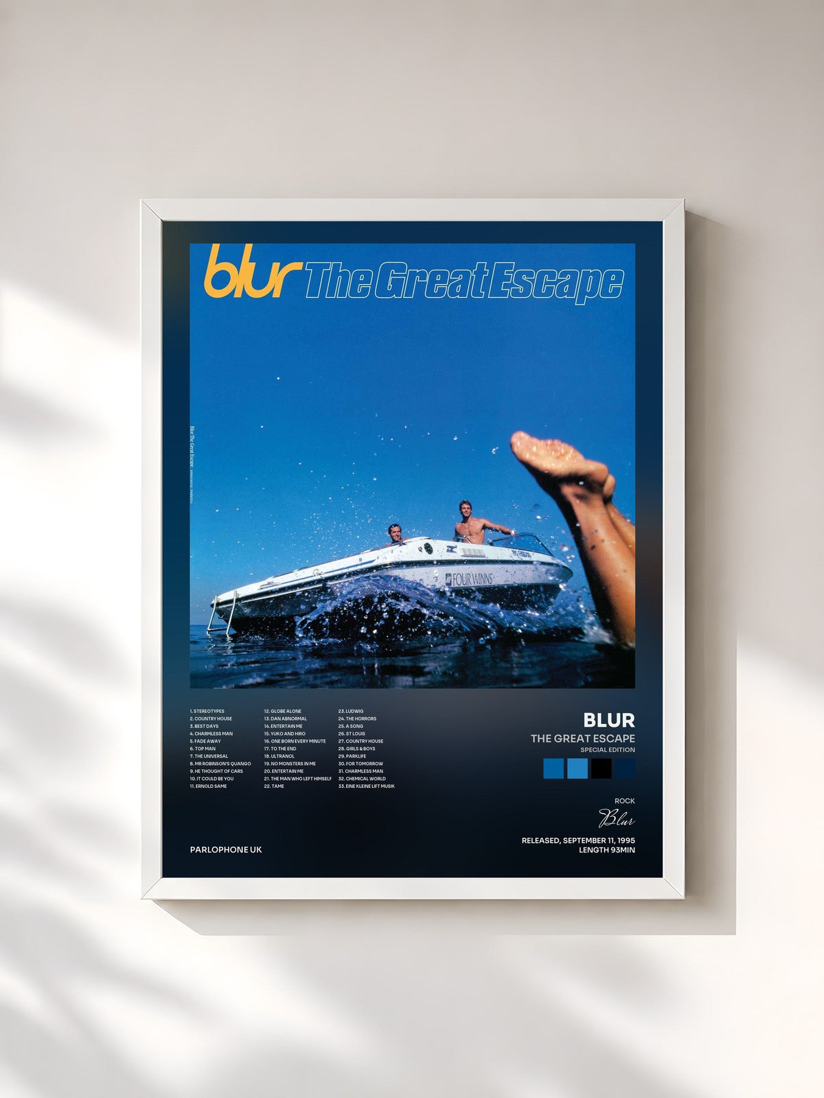 #blanc Tableau de l'album The Great Escape (Special Edition) de Blur, cadre blanc, imprimé et encadré en France