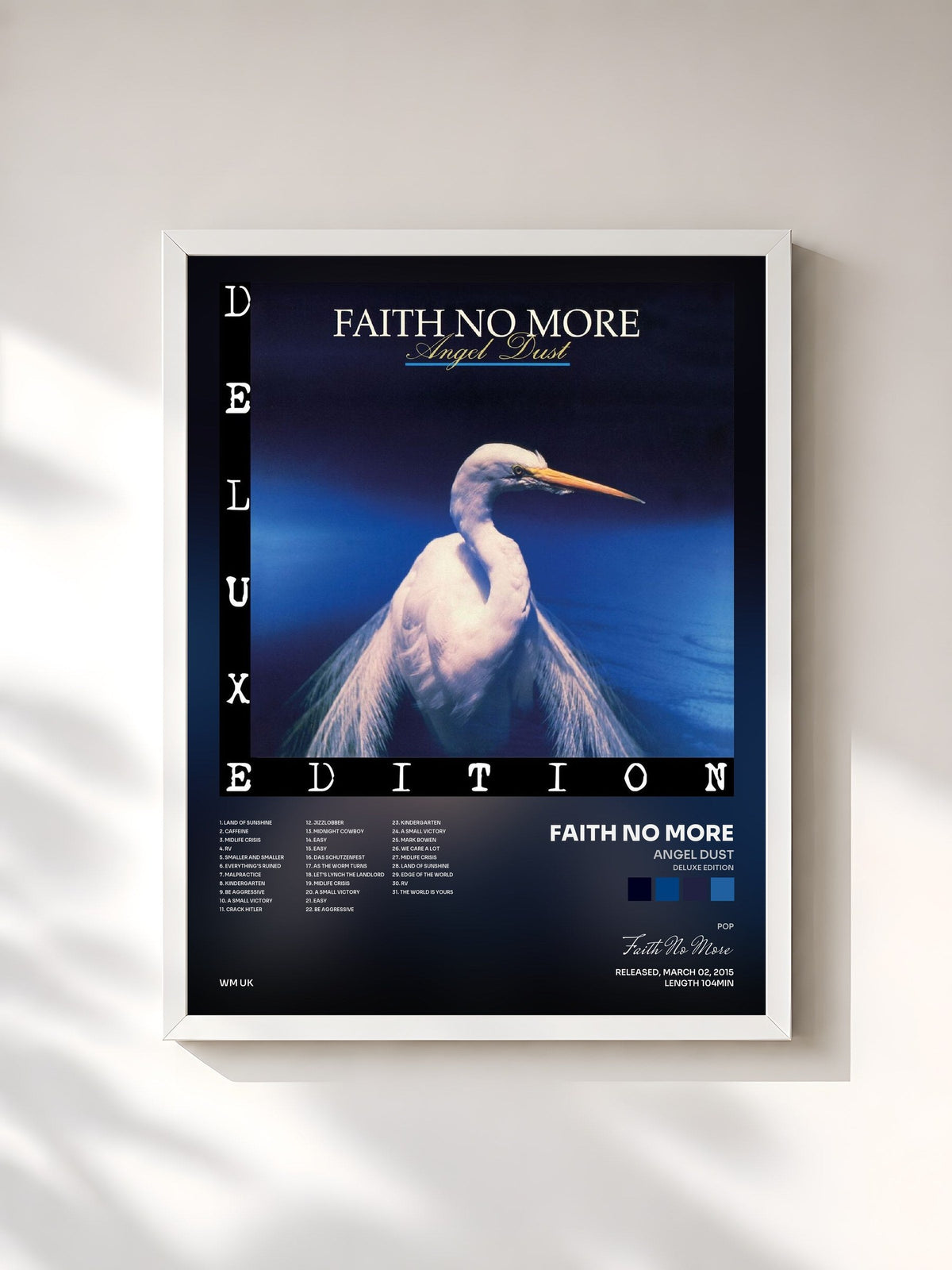 #blanc Tableau de l'album Angel Dust (Deluxe Edition) de Faith No More, cadre blanc, imprimé et encadré en France