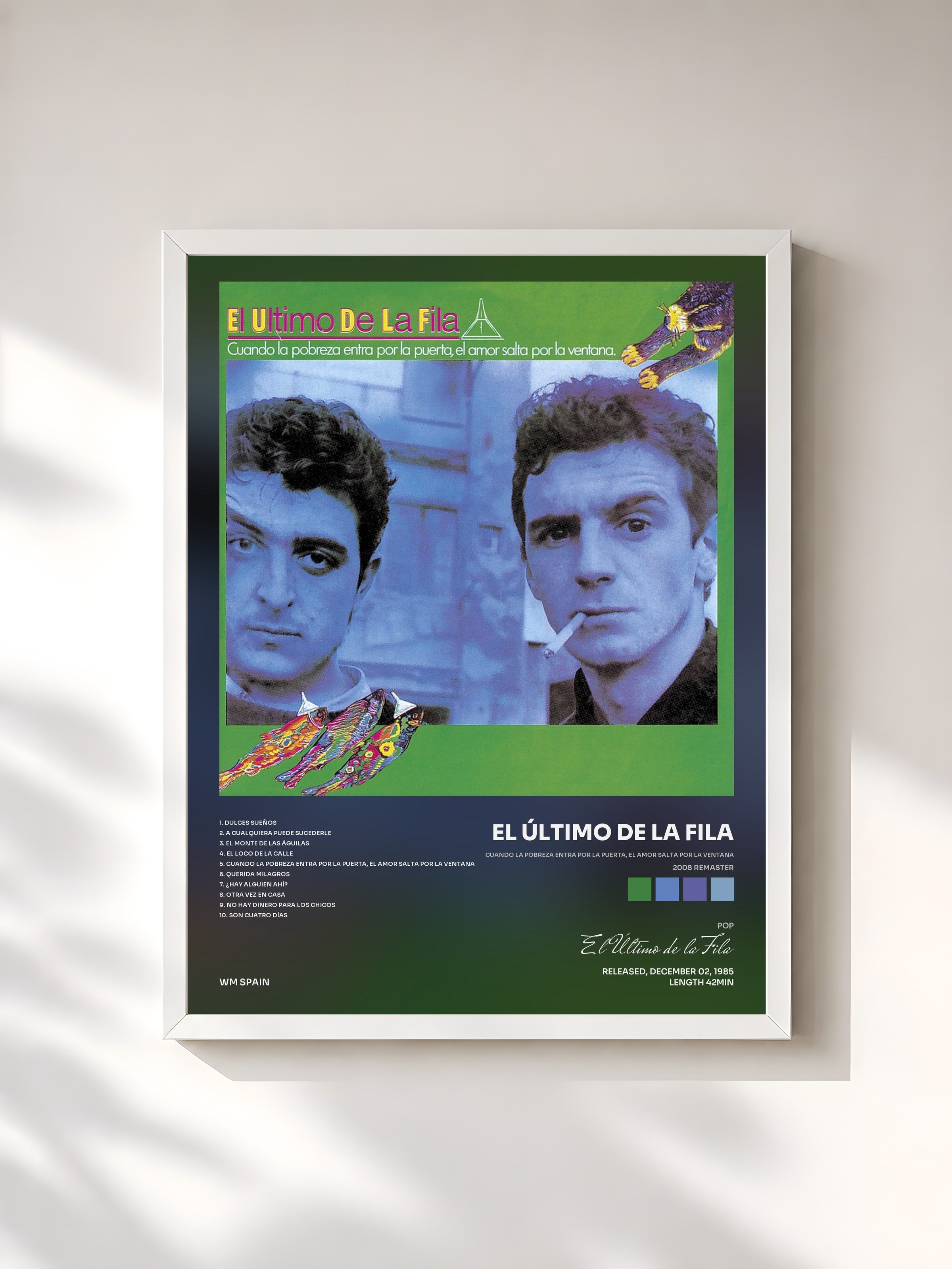 #blanc Tableau de l'album Cuando la pobreza entra por la puerta, el amor salta por la ventana (2008 Remaster) de El Último de la Fila, cadre blanc, imprimé et encadré en France