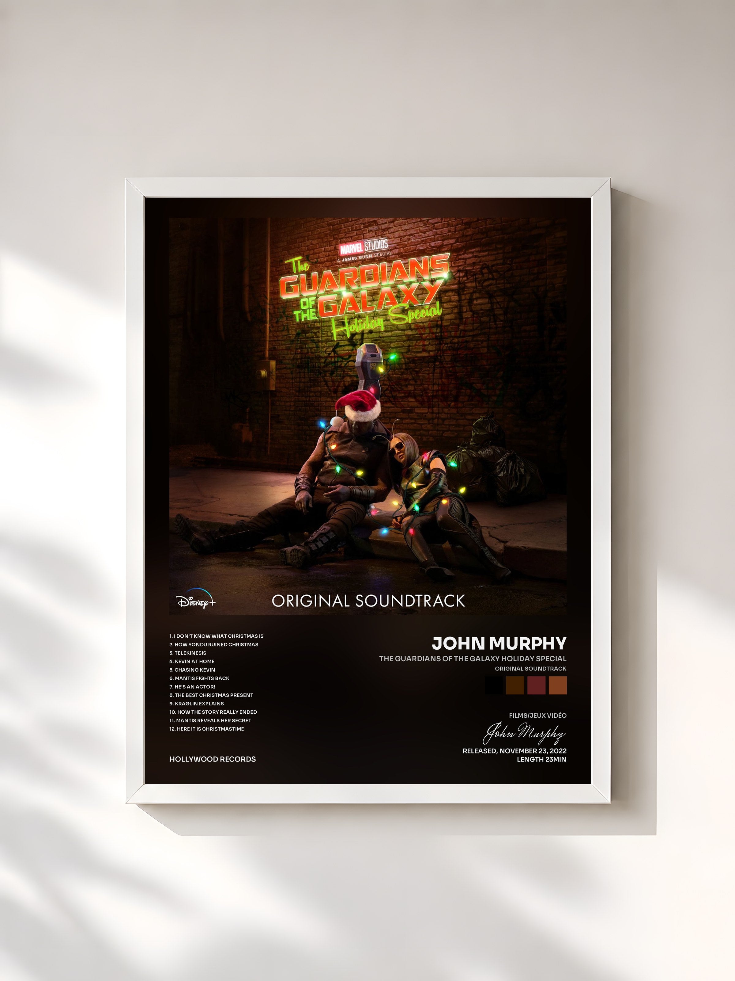 #blanc Tableau de l'album The Guardians of the Galaxy Holiday Special (Original Soundtrack) de John Murphy, cadre blanc, imprimé et encadré en France