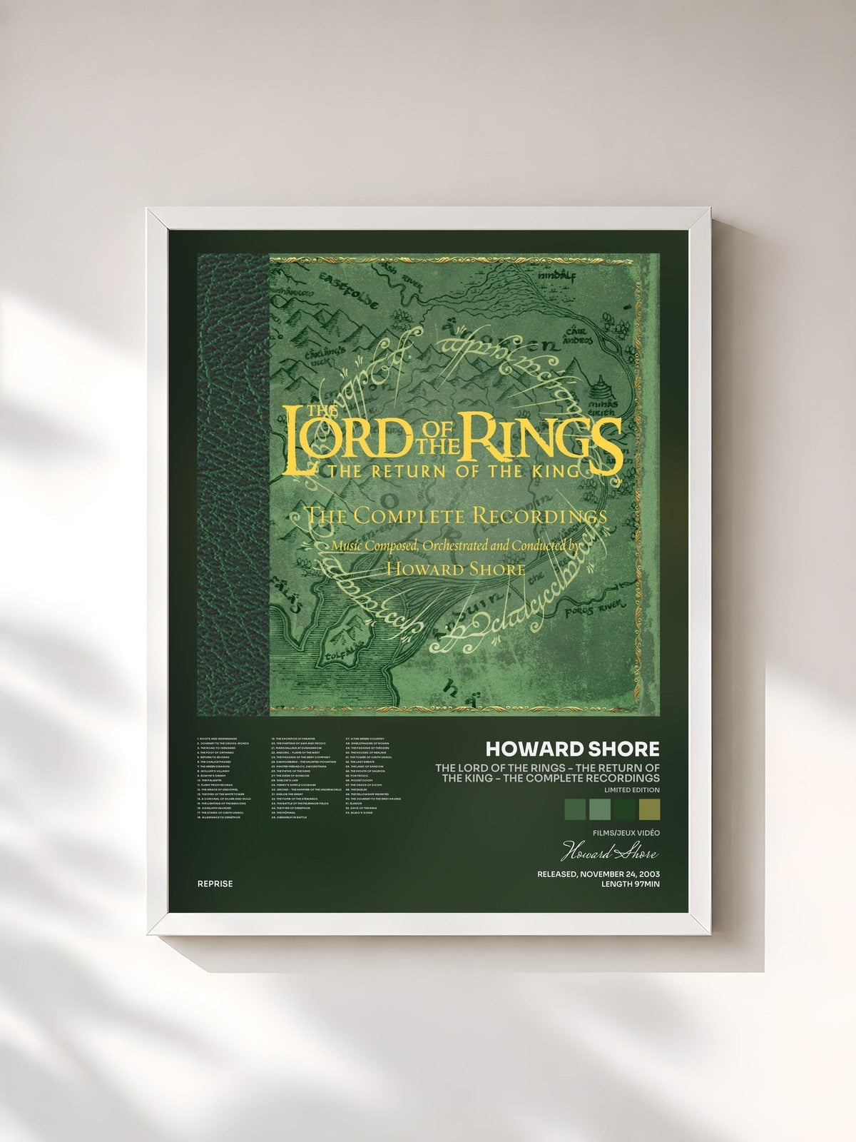 #blanc Tableau de l'album The Lord of the Rings - The Return of the King - The Complete Recordings (Limited Edition) de Howard Shore, cadre blanc, imprimé et encadré en France