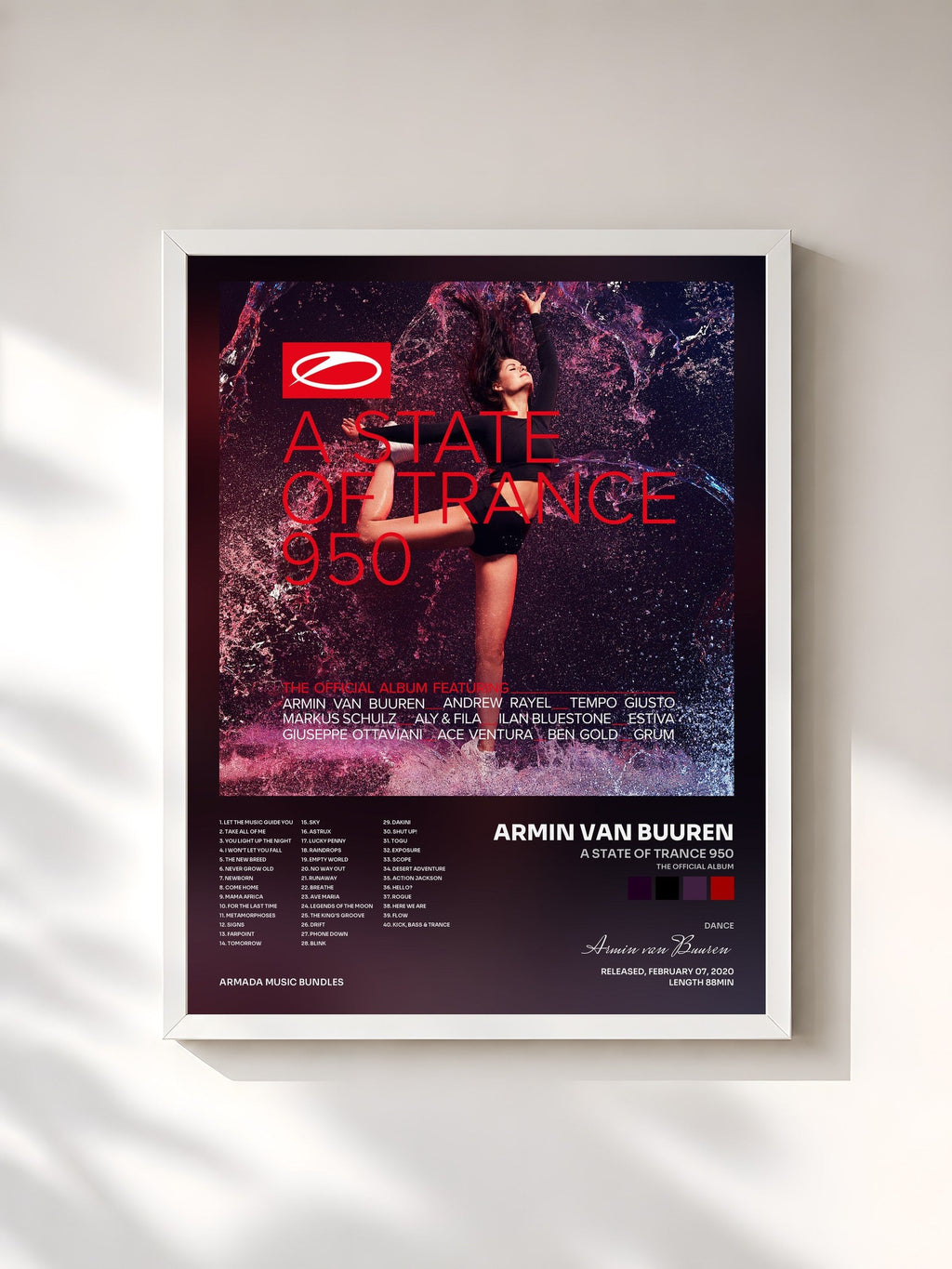 #blanc A State Of Trance 950 (The Official Album) de Armin van Buuren en lámina enmarcada, marco blanco, impresa y enmarcada en Francia