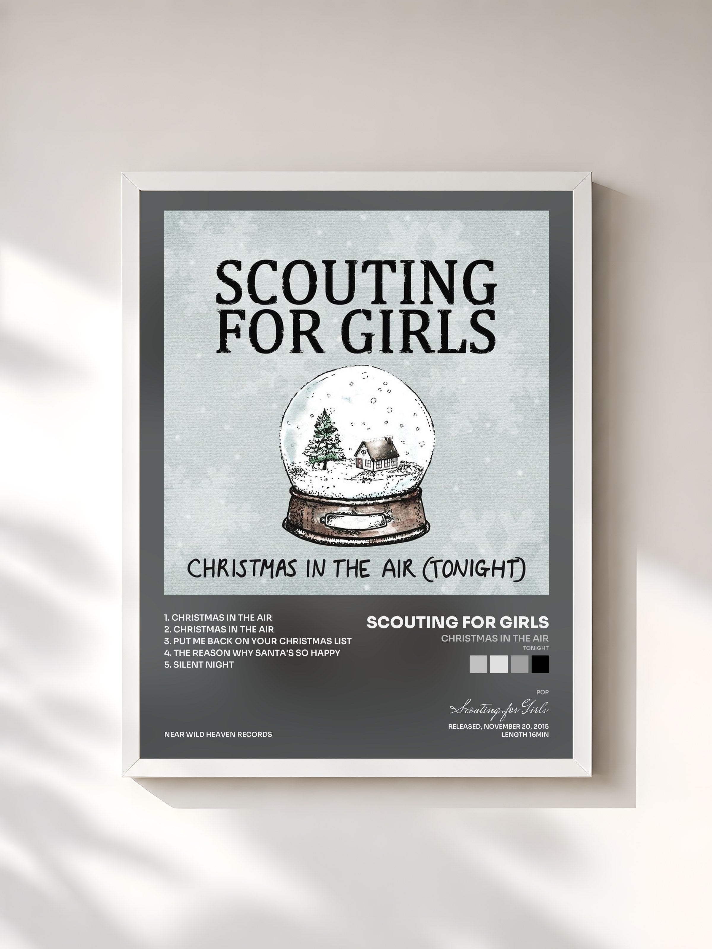 #blanc Tableau de l'album Christmas in the Air (Tonight) de Scouting for Girls, cadre blanc, imprimé et encadré en France